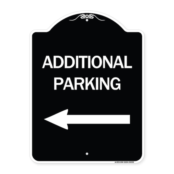 Additional Parking Left Arrow Heavy-Gauge Aluminum Architectural Sign, 24" x 18", BW-1824-24350